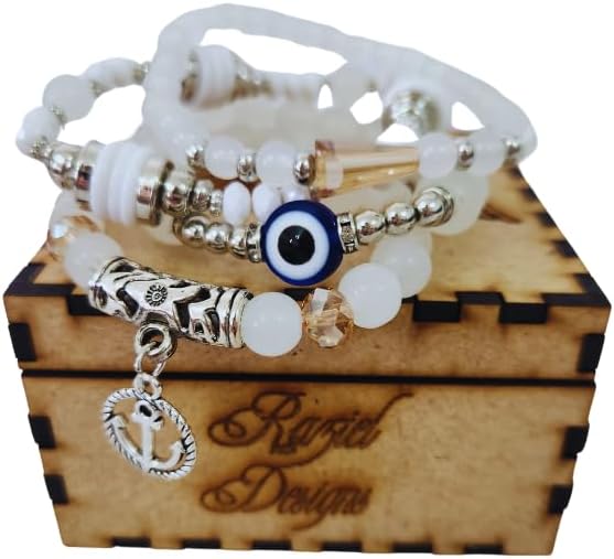 Mystic Anchor Snow Quartz Stack Bracelet Set