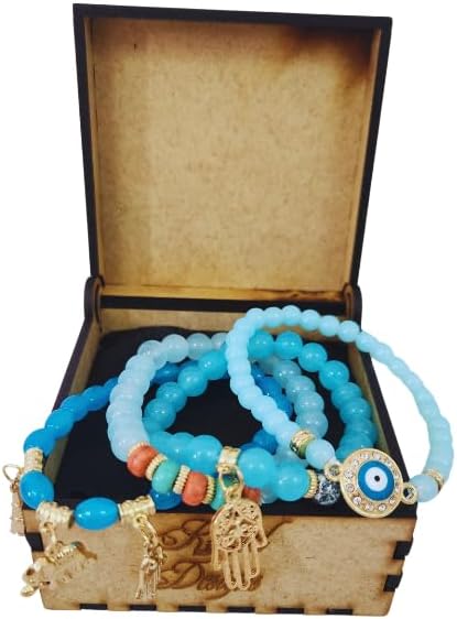 Mystic Waters Aquamarine Gold Stack Bracelet Set